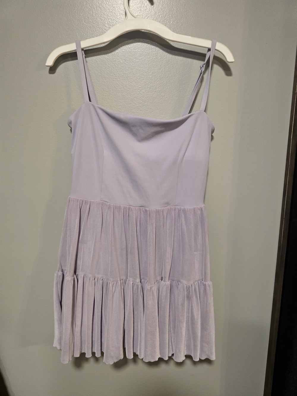Lilac Tiered Mini Dress with Spaghetti Straps